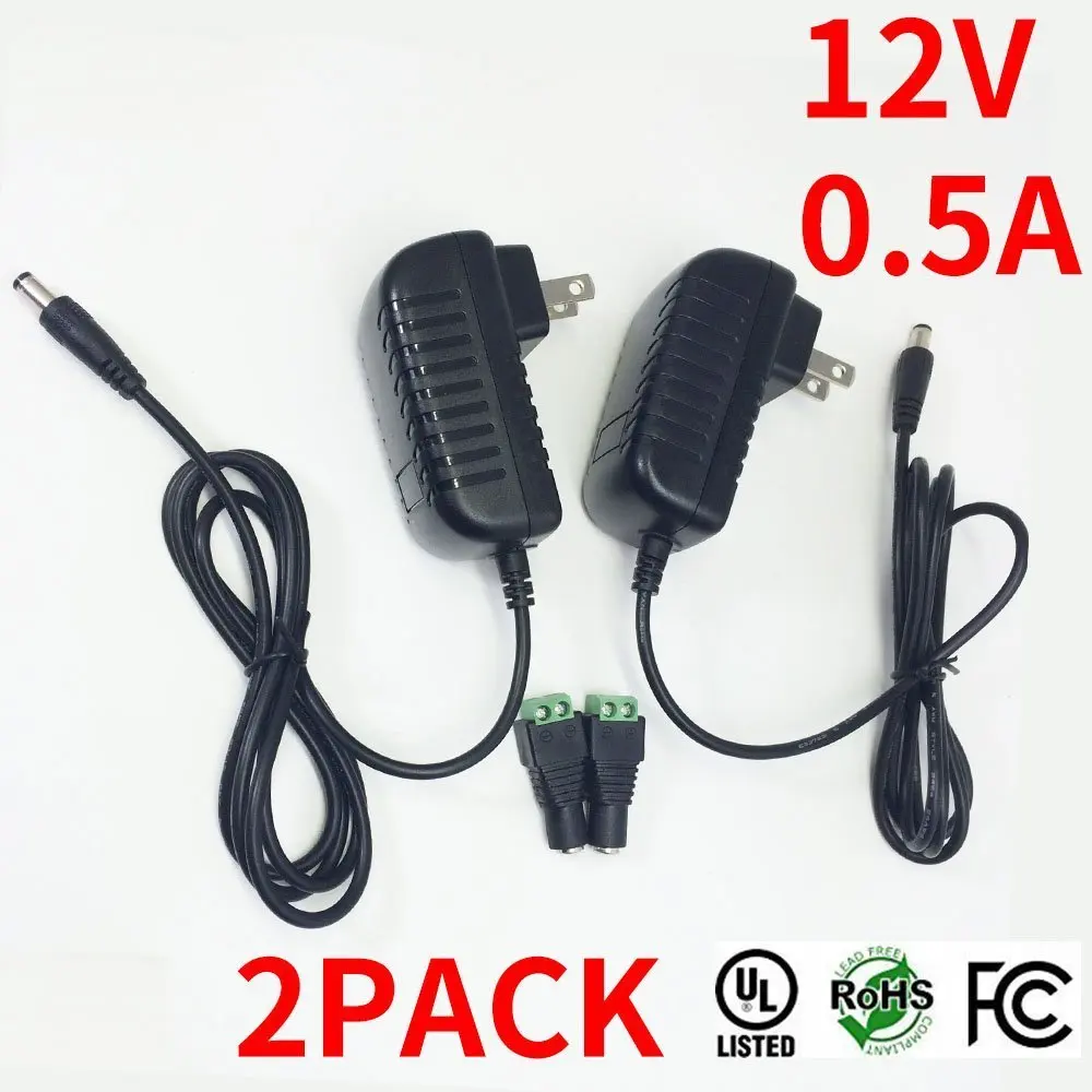 

Free Shipping 2pcs/lot AC/DC Adapter 6W Wall Mounted UL Listed AC100-240V to DC12V Adapter with DC Female Connector to Screw