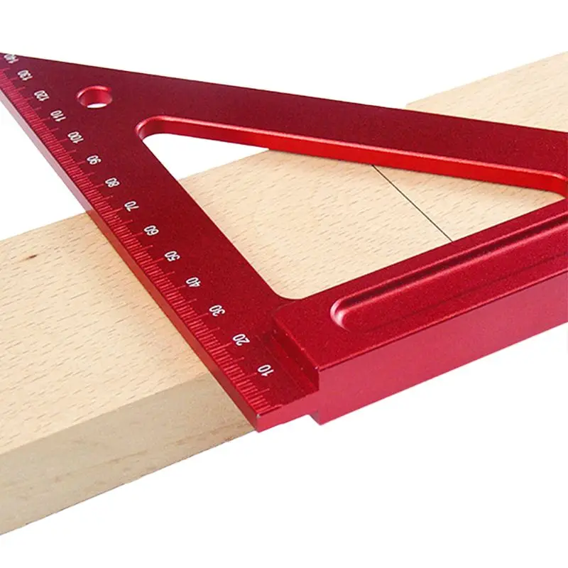 

Durable Home Woodworking Triangle Ruler Red Tools Accurate Aluminum Alloy Artists Angle Gauges Metric Square Measurement