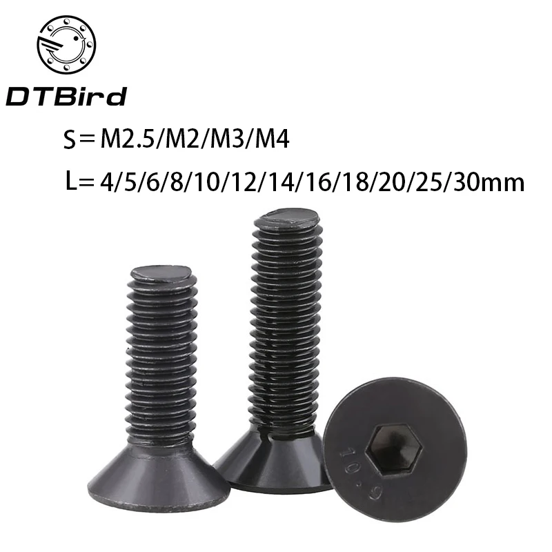 Socket Flat Head Screws M2.5 x 25mm 10.9 Steel Black Oxide