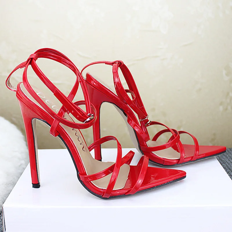 Summer Women Pumps Fashion Women Shoes Sexy High Heels Women Sandals Ankle Cross Strap Ladies Shoes Party Shoes Plus Size 43