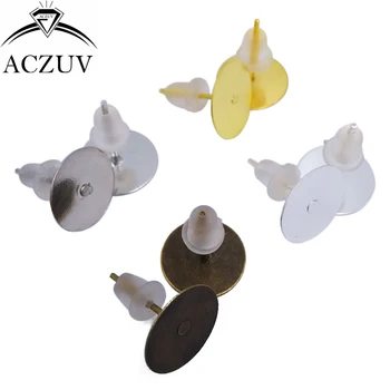 

1000pcs Stud Earrings 4mm 6mm 8mm 10mm Glue Pad Earring Post with Rubber Stoppers Backs Jewelry Findings Accessories EZT002