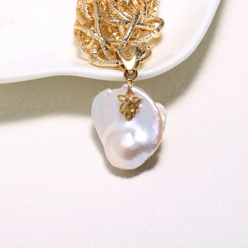 Deformity Pearl Pendant Necklace, Pearl 30 mm in Diameter, S925 Silver Pendant Head, Big Pendant Dance Wear