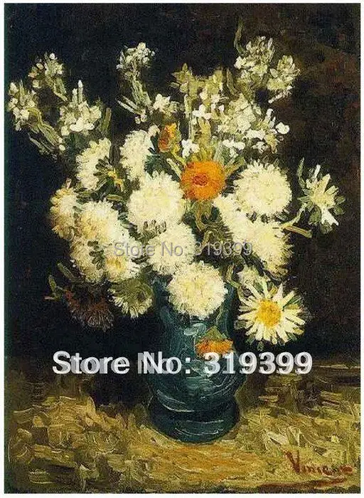 

Linen Canvas Oil Painting reproduction,Flowers in a Blue Vase by vincent van gogh,100% handmade,Free Shipping