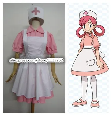 

Free Shipping Pokemon Pocket Nurse Joy Cosplay Costume Custom Made