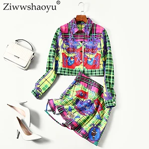 Ziwwshaoyu Европа и США осень модный костюм винтажный однобортный отложной воротник с принтом модный костюм - Цвет: Многоцветный