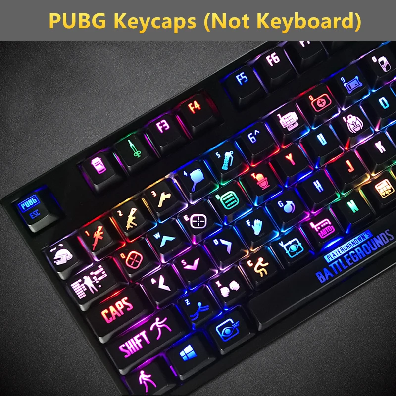 

SIANCS DIY PUBG keycaps Backlight PLAYERUNKNOWN BATTLEGROUNDS Mechanical Keyboard standard 104 Keys Edition Key cap For Cherry