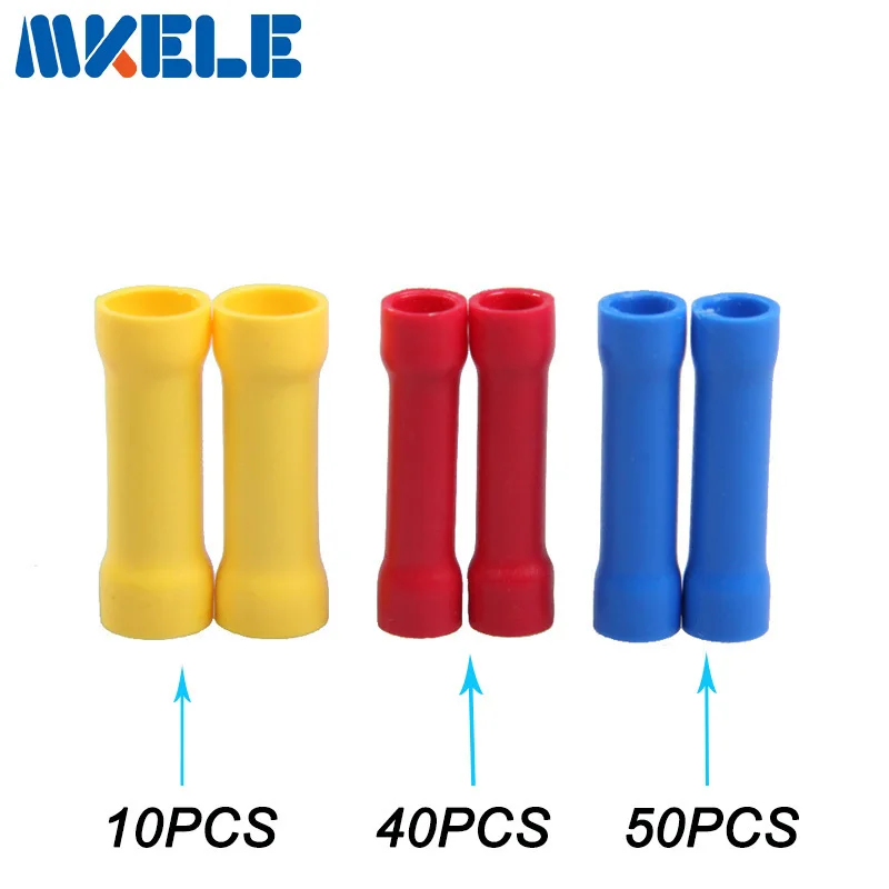 

100pcs Insulated Straight Wire Butt Connector Electrical Crimp Terminals 10-22AWG