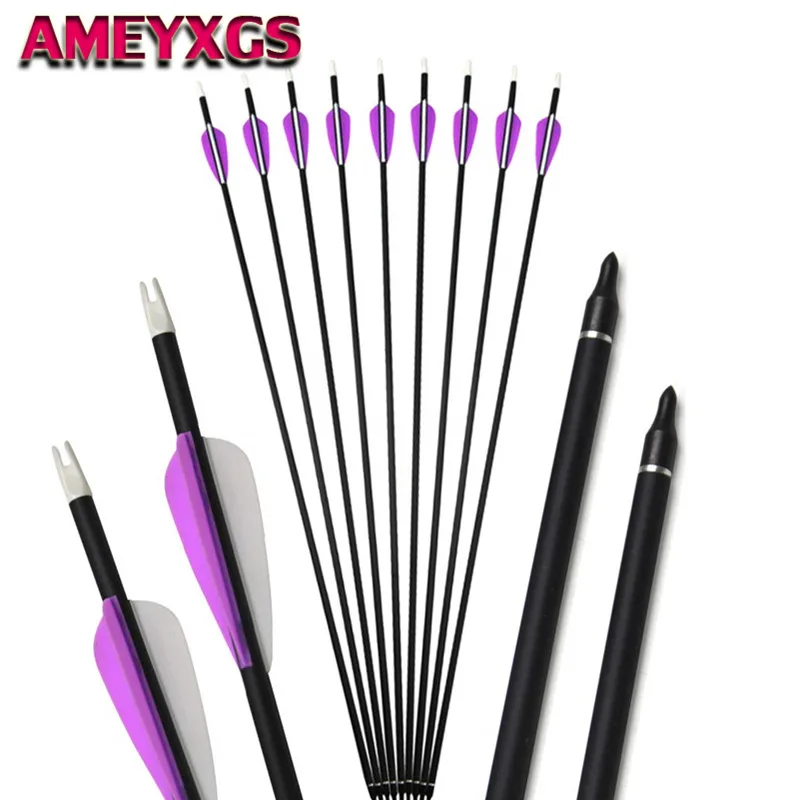 

12/24Pcs 30" Archery Carbon Arrow Spine 500 Arrows Mix Carbon With Broadhead For Outdoor Shooting Hunting Practice Accessories