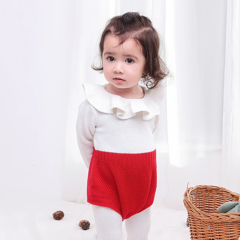 mikistory Hot Newborns Bodysuits For Girls Long Sleeves Patchwork