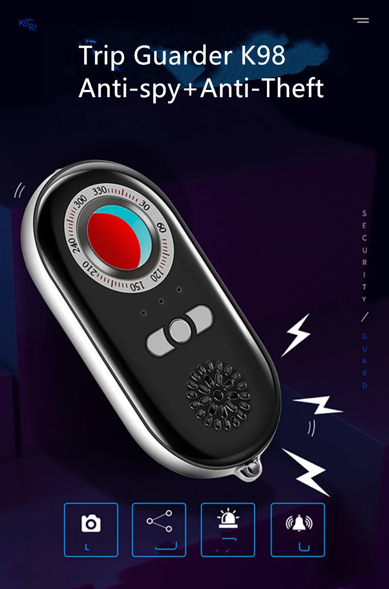 Detector de Espião de Segurança de Privacidade Finder + Anti-roubo Dispositivo de Alarme para Viagens Pessoal Dispositivo Scanner Anti Escondido Bug Seguro K98 rf 10 finder + anti-roubo dispositivo de alarme para viagens seguro k98