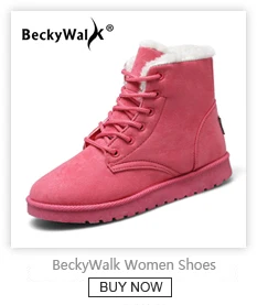 BeckyWalk/ г. Новые женские зимние ботинки Нескользящая Водонепроницаемая зимняя обувь до середины икры женская утепленная обувь с хлопковой подкладкой WSH3097