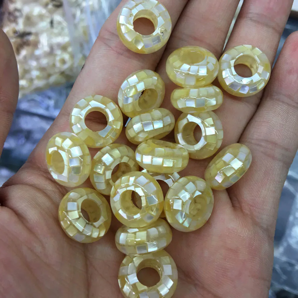 7x14mm Natural Shell Mosaic Beads MOP White Grey Yellow Shell Abacus