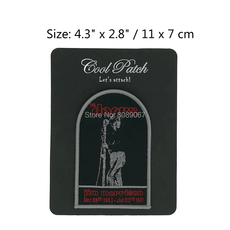 

4.3" The Doors Jim Morrison Tombstone Memorial band rock punk stickers patch woven band music t shirt transfer badge party favor