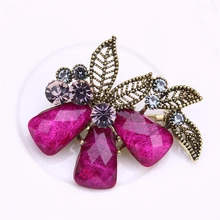 crystal flower brooch jewelry pins metal leaf brooches for women rhinestone broches stylish rhinestone flower leaf bracelet for women