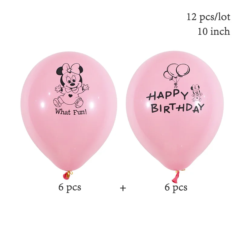 12 шт./лот Микки Минни воздушные шары в форме мыши синий мальчик розовый девочка мультфильм день рождения украшения Дети с днем рождения шары - Цвет: pink  mix