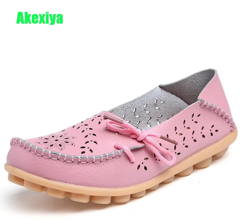 

Akexiya 2018 New Arrival Women Flats Shoes Ladies Slip on Loafers Genuine Leather Driving Shoes Sweet Bowtie Flats Casual Shoes