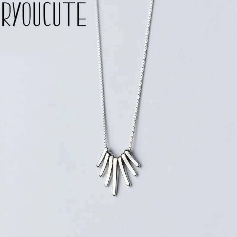 RYOUCUTE Настоящее чистое серебро 925 пробы ювелирные изделия Длинная цепочка колье геометрические ожерелья для женщин Подарки ошейник