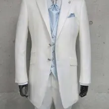 Остроконечные лацканы две кнопки белый галстук жилет формальный выполненный на заказ костюм для жениха 3 шт Мода Terno Masculino