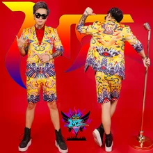 Мужской костюмы! Горячие Камни певец платье Для мужчин тонкая куртка бутики личные тенденции бар DJ халат певица одежда