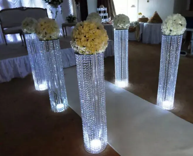 sliver metal crystal stages pillars for wedding