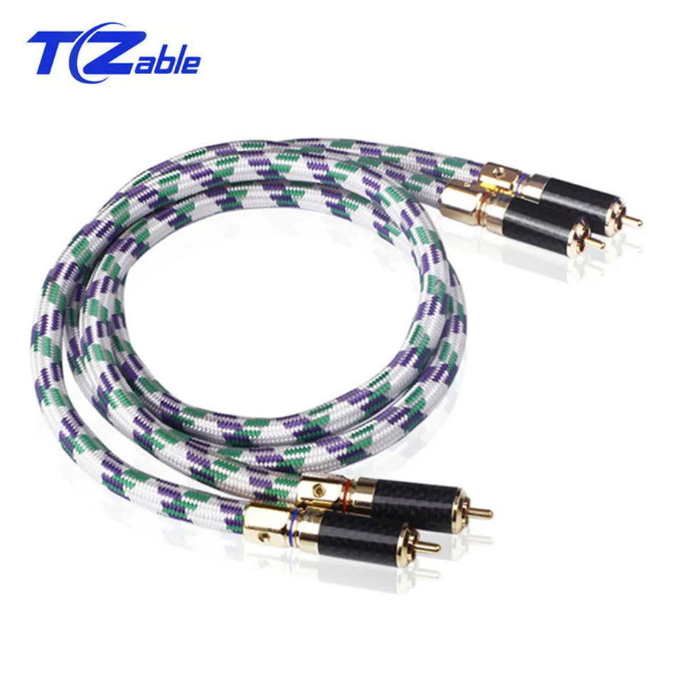 

1 Pair HiFi RCA Audio Cable Hawk 6N Oxygen-free Copper RCA Male Double Lotus Thread With Carbon Fiber Shell 1/1.5/2/3/5 Meter