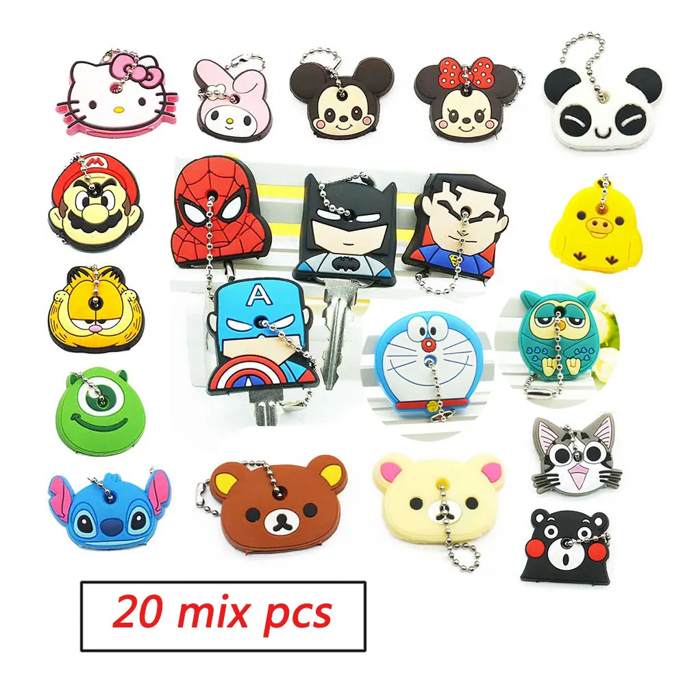 

ZOEBER 20 PCS a lot set Cartoon Keychain Animal Minnie bear Batman Key chain Minnie Anime Keycover Children Car Keychains