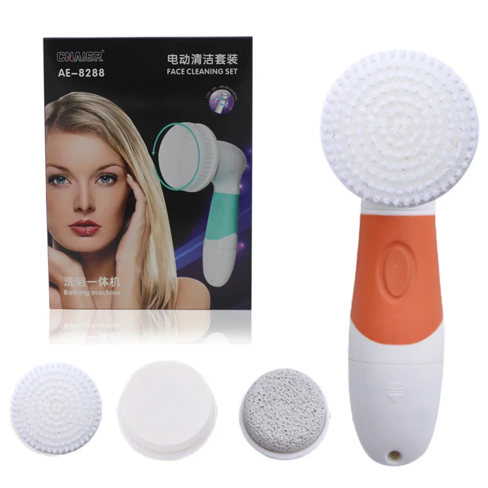 

4 in 1 Portable Electric Face Brush Facial Cleansing Brush Durable Effective Skin Body Scrub Tools For Adult Children