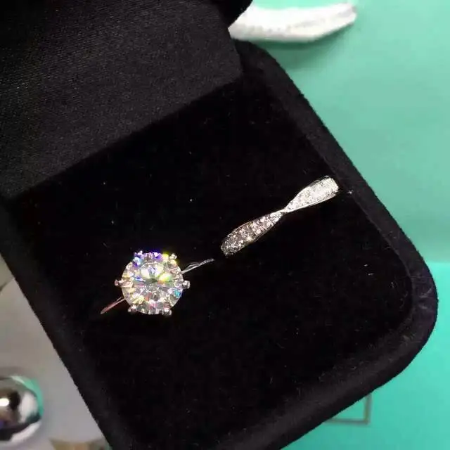 Роскошное Качество 2 карат SONA искусственный камень Обручальное кольцо Набор для женщин, свадебный набор, свадебный набор, одноцветное серебряное кольцо