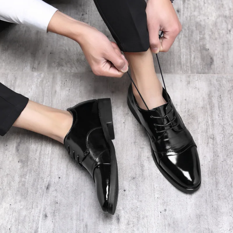 2020 Large Size 37-47 Luxury Men Pointed Formal Wedding Shoes Fashion Business Leather Casual Lace-up Flats | Обувь