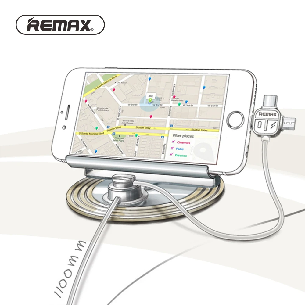 

Remax RC-FC2 360 Rotating Universal Car Phone Holder with Cable 3 in 1 Fast Charge Plug 2.1A Magnetic for iPhone Samsung