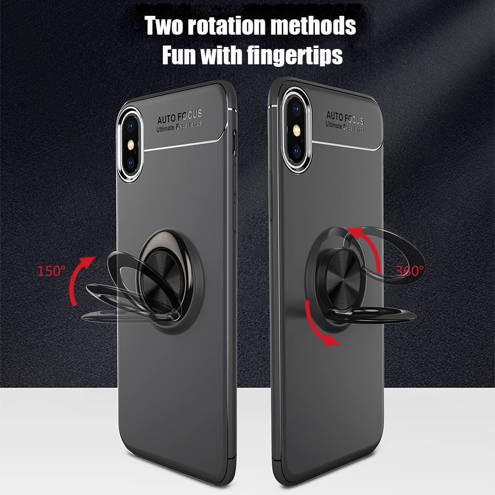 Роскошный многофункциональный чехол для телефона с кольцом на палец iphone Xs Xr max