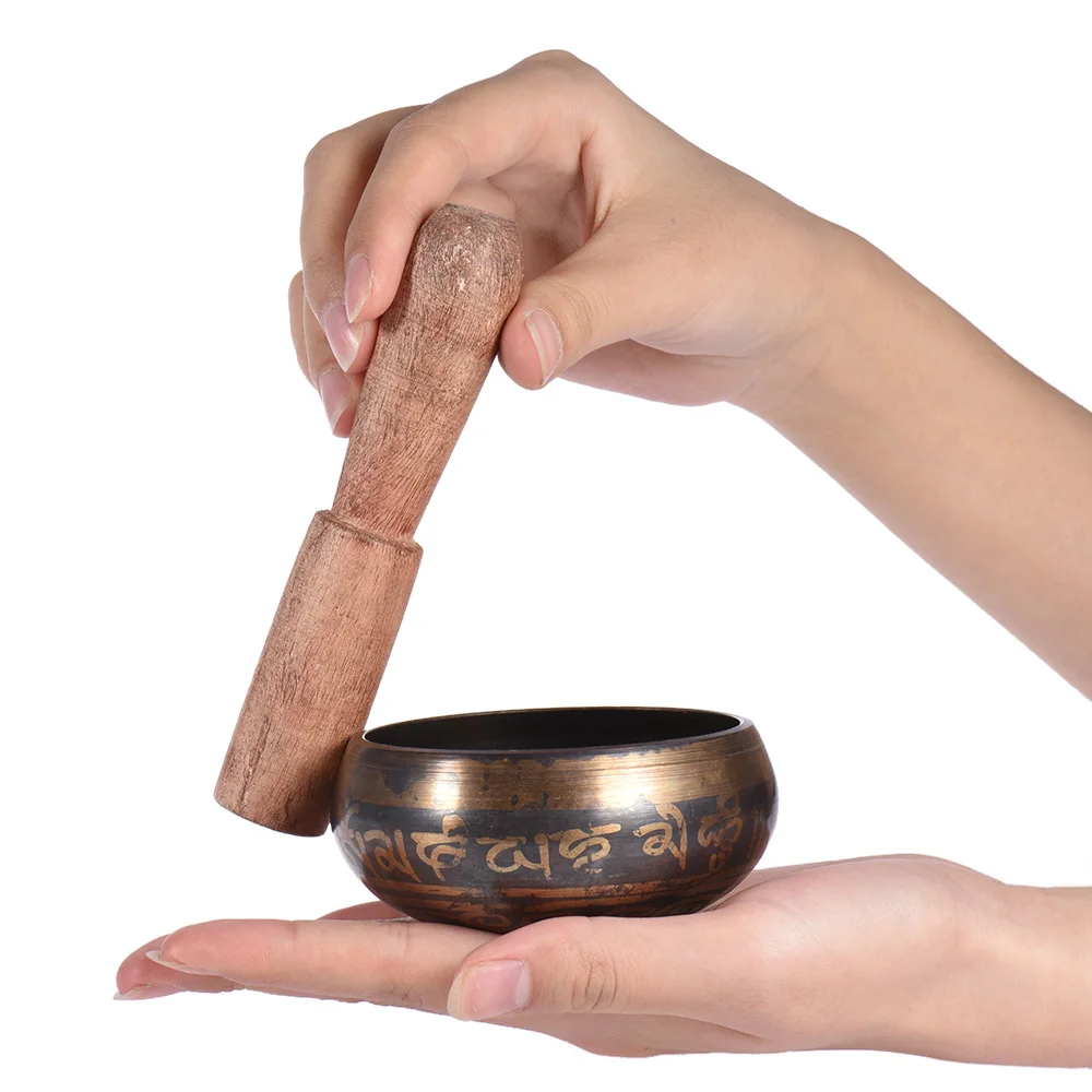 

Handmade 2.8 Inch Tibetan Bell Metal Singing Bowl with Striker for Buddhism Buddhist Meditation & Healing Relaxation