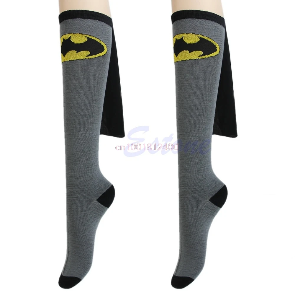 Супер герой, Супермен, Бэтмен до колена с накидкой футбольные носки косплей костюм - Цвет: Серый
