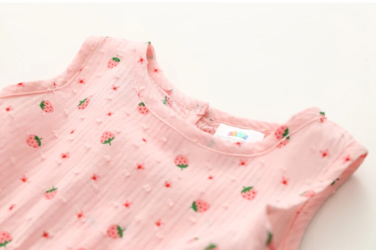 2018 Summer New Fashion Sleeveless Fruit Print Yellow Pink Blue Princess Bow Kids Girls Female Children Dresses (13)