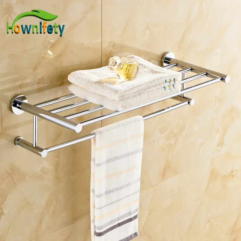 Luxury Chrome Polished Bath Dual Towel bars Soild Brass Wall Mount Towel Hangerin Towel Bars