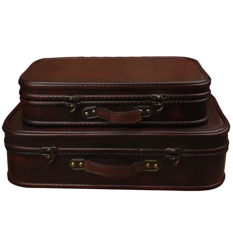 

Vintage Wooden Suitcase Home Storage Box Photography Props Window Display Box Gift Cosmetics Jewelry Groceries Locker Decoration