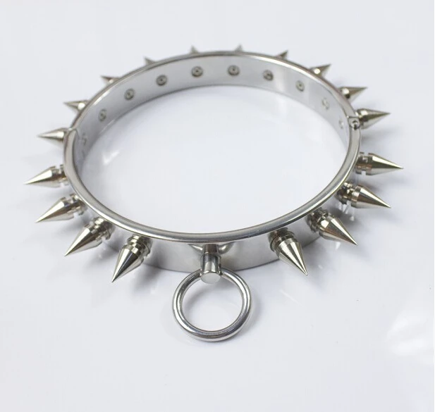 Stainless steel heavy metal bondage collar with rivet fetish bdsm slave neck collar restraints toys sex games for couples Stainless steel heavy metal bondage collar with rivet fetish bdsm slave neck collar restraints toys sex games for couples