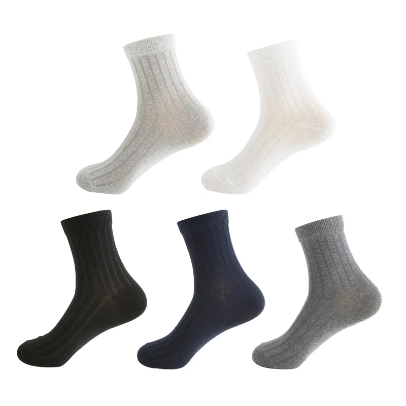 Covrlge 5 пар/лот Для мужчин, экипажа носки Высокое качество Демисезонный модные Для Мужчин полосы носок бренд Бизнес носки белый NWM001