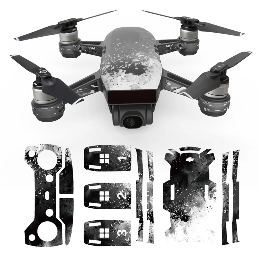 

Camera Drone Decals Waterproof Stickers Decal For DJI Spark Drone Skin Protector Cover Spark Body Batteries Remote Controller