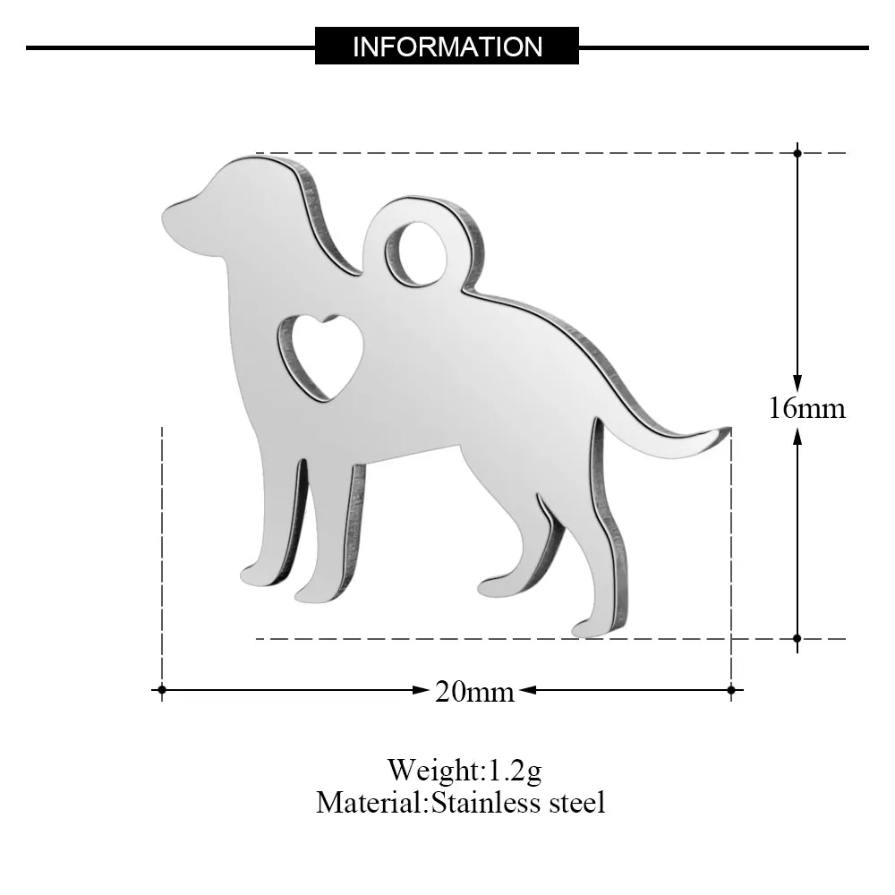 Fnixtar, никогда не выцветает, нержавеющая сталь, животное, собака, кость, мини-металлические подвески для DIY изготовления ювелирных изделий, буквы, лапы, подвески, ювелирные изделия, 10 шт./лот - Окраска металла: dog