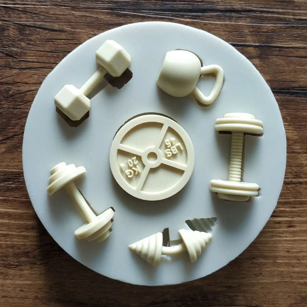 

Cake Tools sports Fitness workout exercise Dumbbell silicone mold Decorating Cupcake decorating Gumpaste fondant cake tool K272