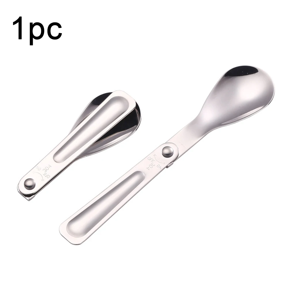 

Accessory Kitchen Tool Spoon Pratical Stainless Steel Lightweight Travel Foldable Outdoor