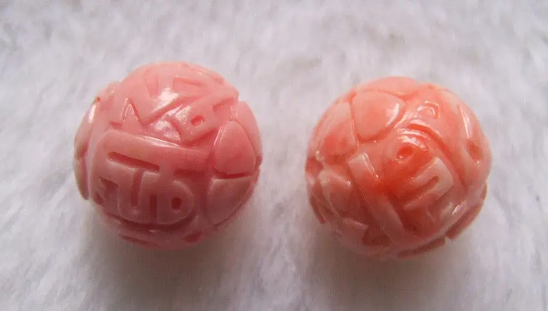 16mm Pink Shell Carved Round Loose Beads 2pcs | Украшения и аксессуары