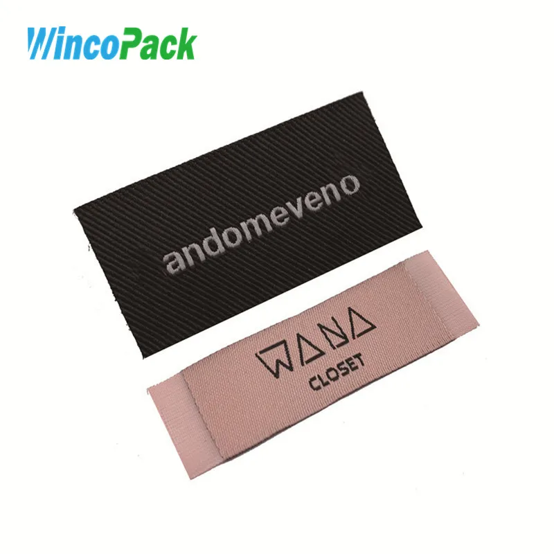 

Custom Luxury Black White Woven Logo Textile Main Label For Clothing