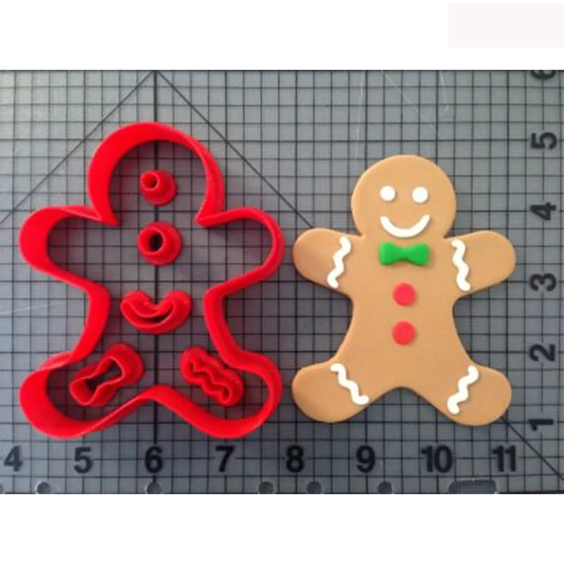 

Gingerbread Man Cookie Cutter Set Custom Made 3D Printed Fondant Cupcake Top Cake Decorating Tools For cupcake Mold Christmas