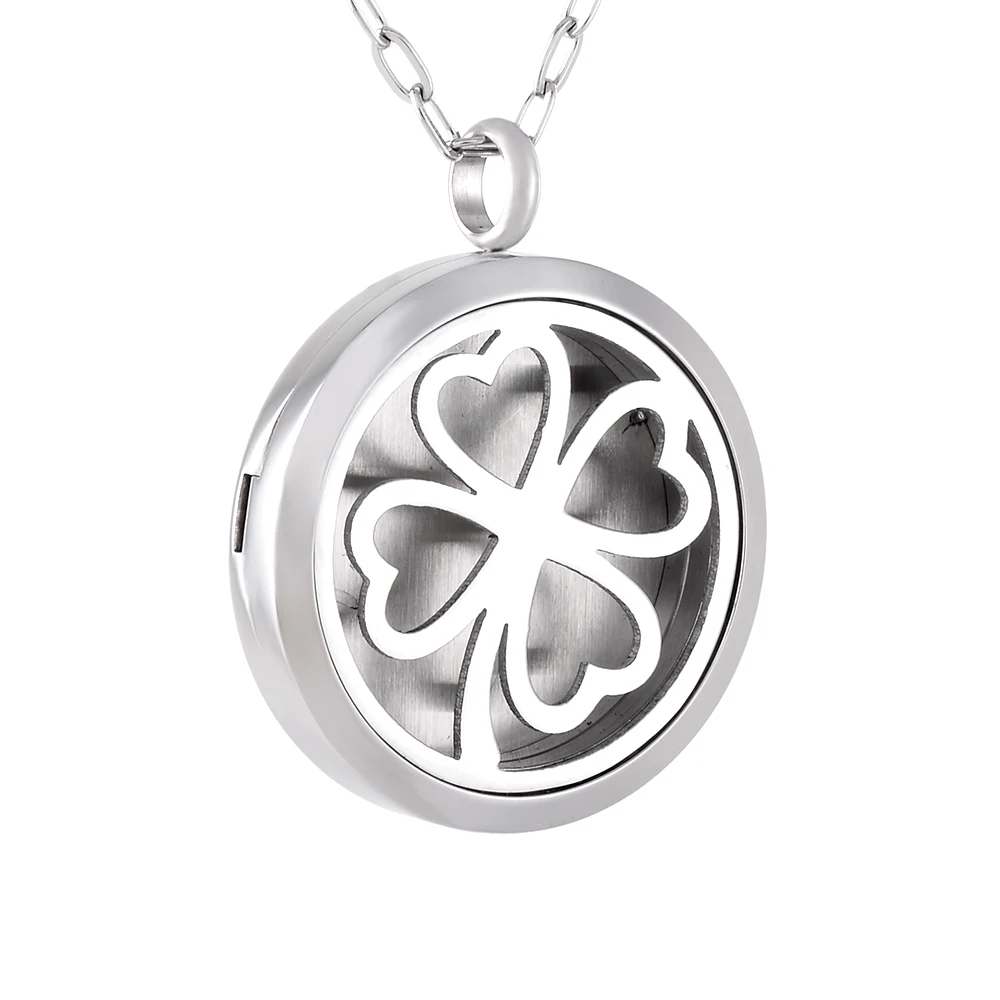 IJD0174 Lucky Clover Essential Oil Diffuser Necklace Aromatherapy Locket Magnetic Closure Pendant Jewelry for Boys Kids | Украшения и