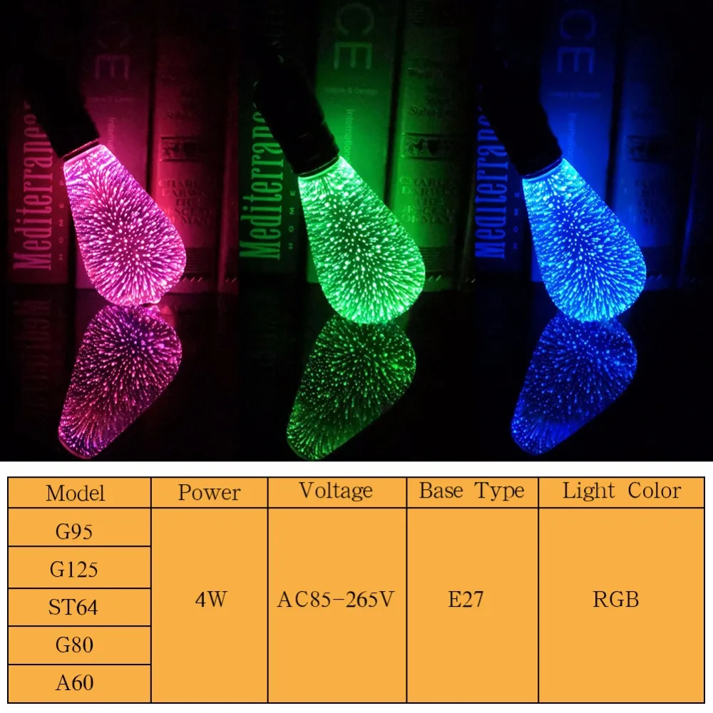 3D светодиодные лампы Эдисона звезда E27 красочные Bombillas винтажный стеклянный светильник Лампара Ретро ампулы Рождество Домашний Декор Бар вечерние свадебные