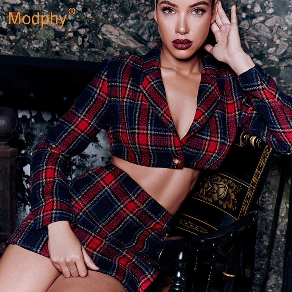 

New fashion sexy women's suit long-sleeved short jacket and mini pencil skirt lattice Bodycon2 two-piece celebrity party suit