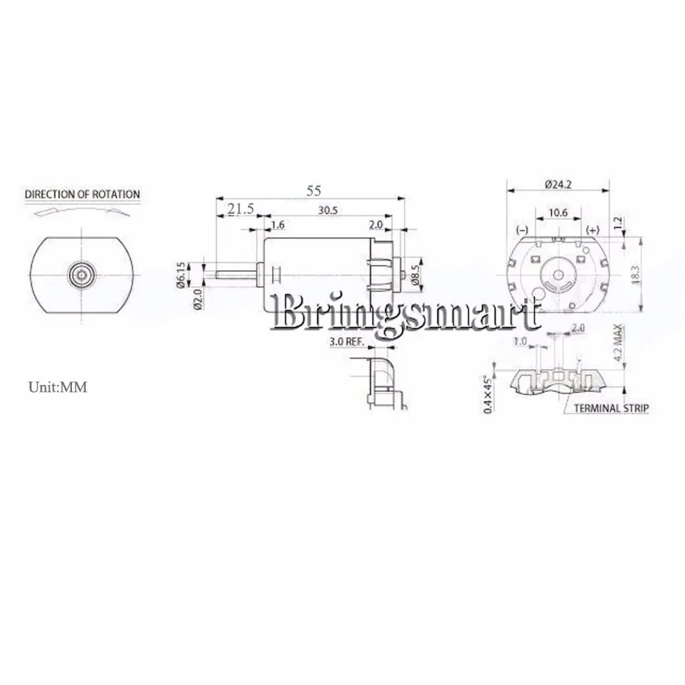 Bringsmart FC280SC микро высокоскоростной мотор постоянного тока с длинным валом электродвигатель 12 вольт использовать для автомобиля центральный замок зеркало заднего вида