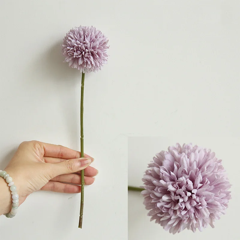 1Pcs 29cm Artificial Dandelion Flower Silk Hydrangea Flowers For Home Party Decoration Fake Flower For Wedding Decoration - Цвет: Light purple